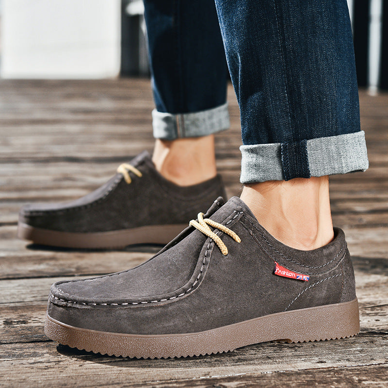 Outdoor Versatility For Traveling Suede British Style Leather Sneakers