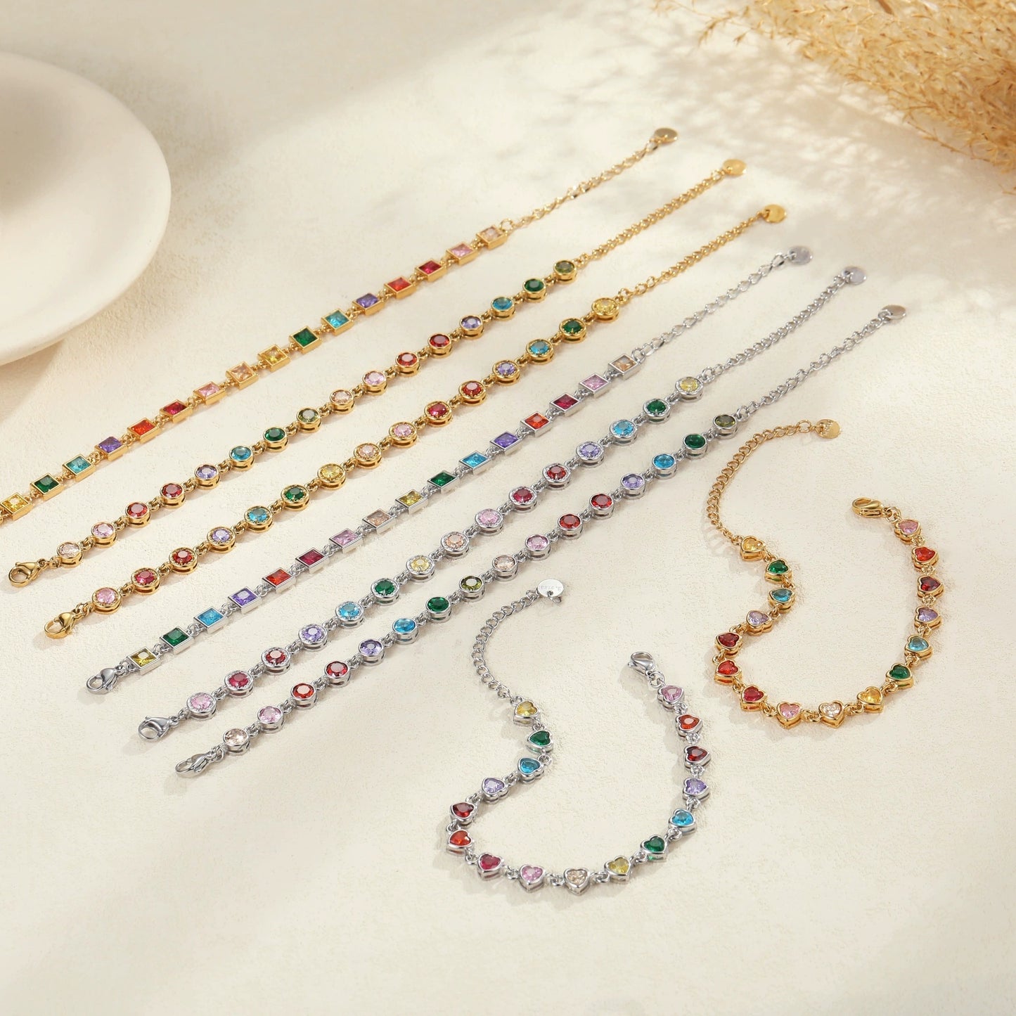 Color Zircon Stainless Steel Bracelet