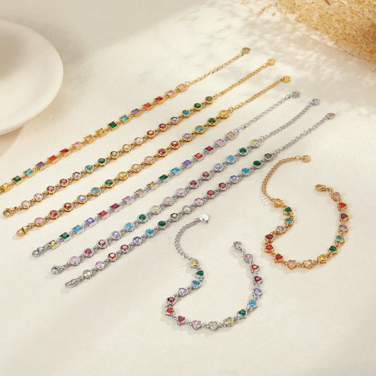 Color Zircon Stainless Steel Bracelet