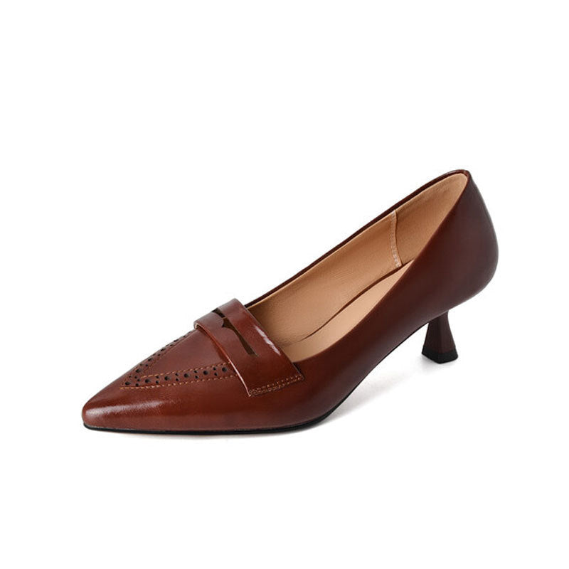 Pointed Toe Mid Heel Hollow-out Plus Size Women's Shoes