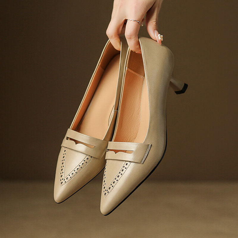 Pointed Toe Mid Heel Hollow-out Plus Size Women's Shoes