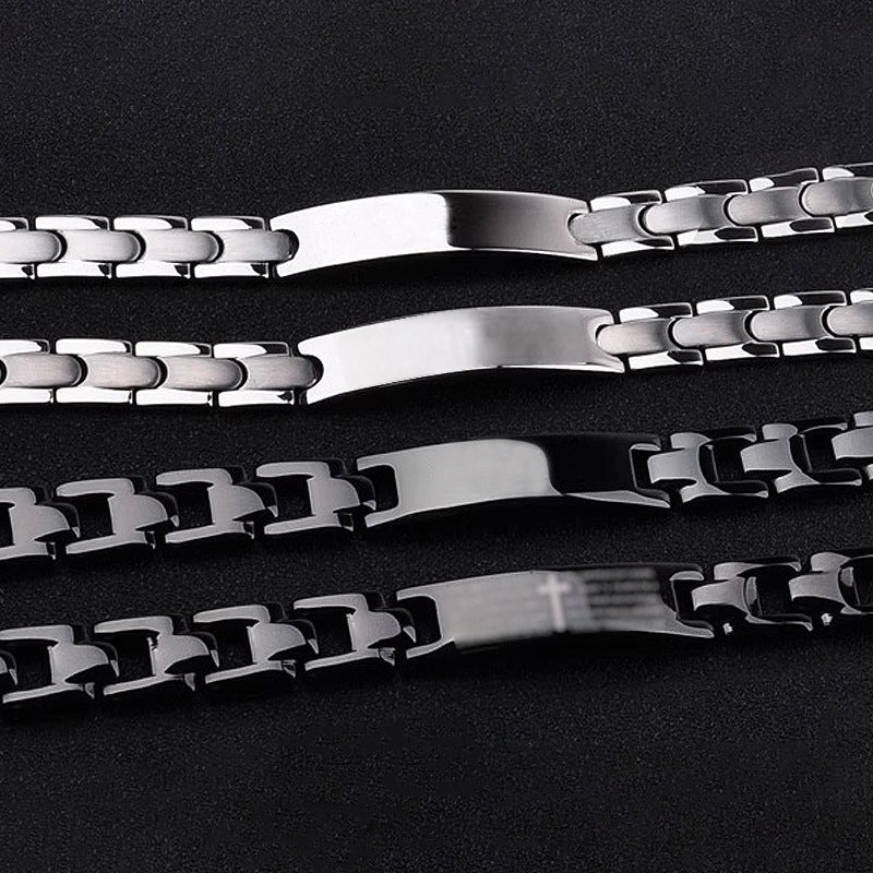 European And American Stainless Steel Blank Curved Bracelet Men's Accessories