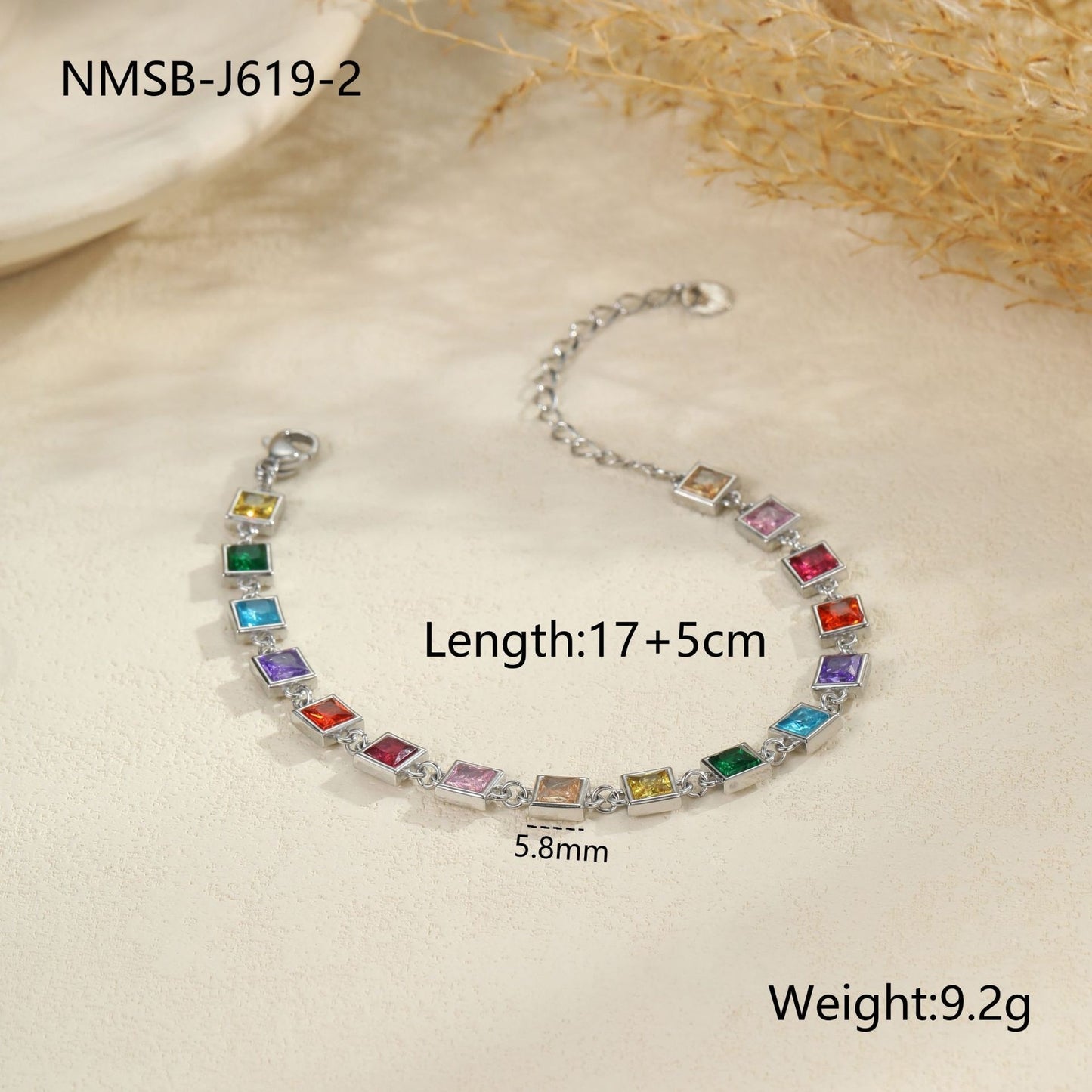 Color Zircon Stainless Steel Bracelet