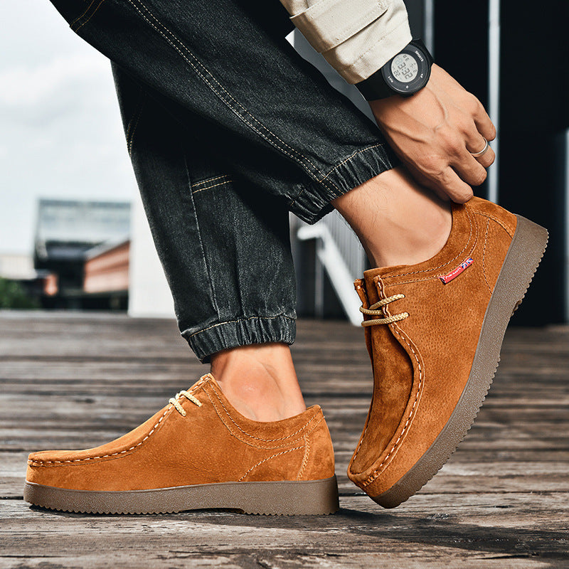 Outdoor Versatility For Traveling Suede British Style Leather Sneakers