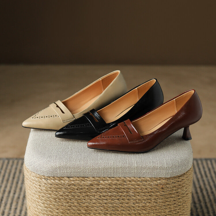 Pointed Toe Mid Heel Hollow-out Plus Size Women's Shoes