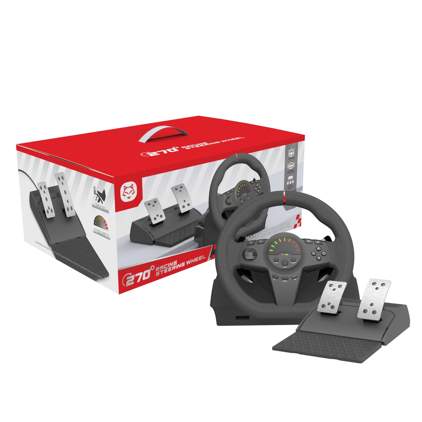 Multi-platform Compatible Steering Wheel Two Pedal Vibration Game Machine