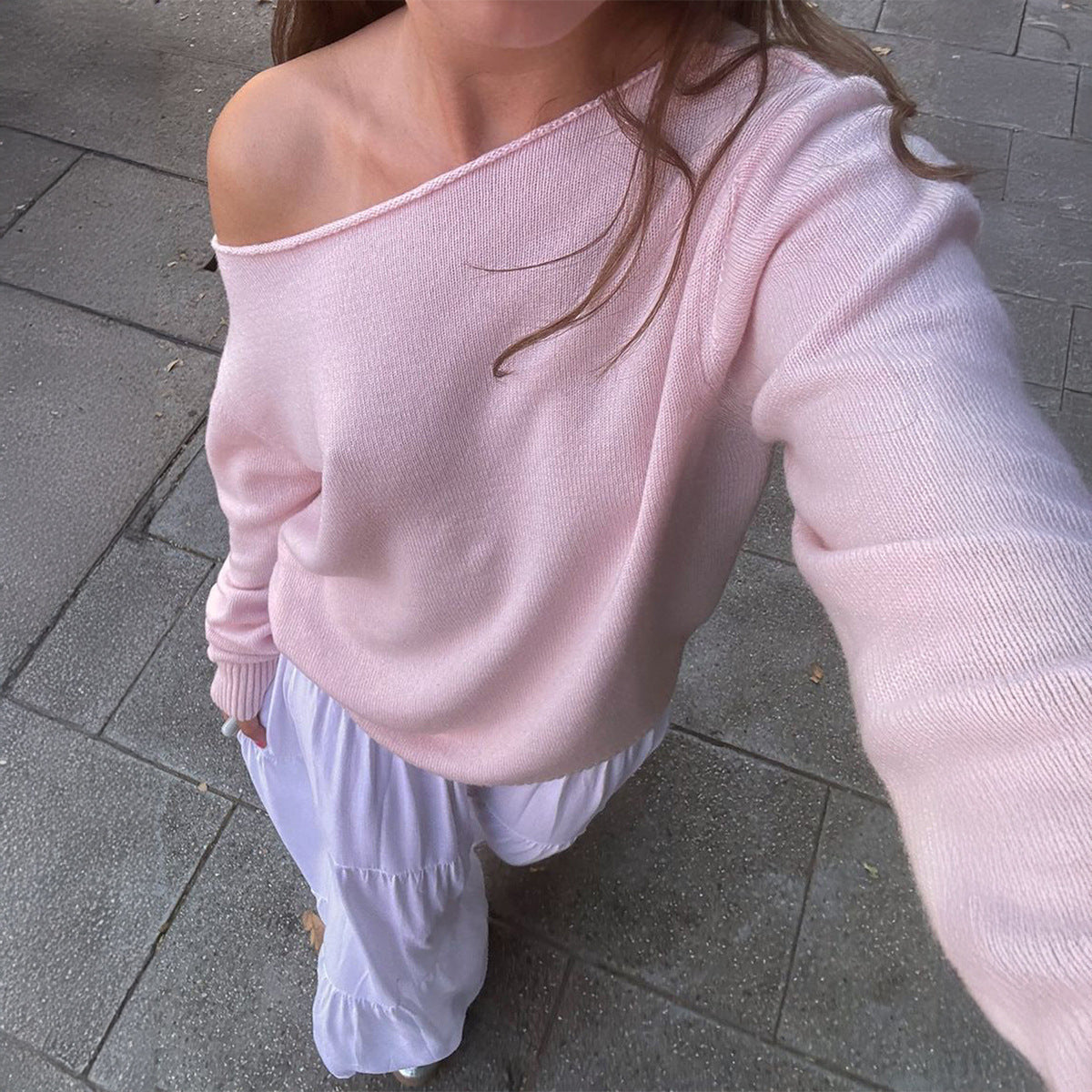 Casual Woolen Long-sleeved Top Sweater For Women