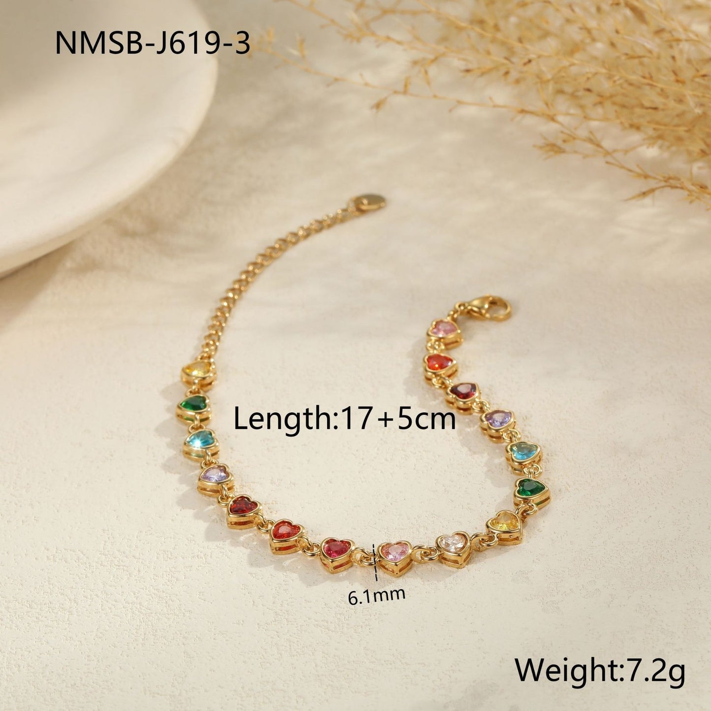 Color Zircon Stainless Steel Bracelet