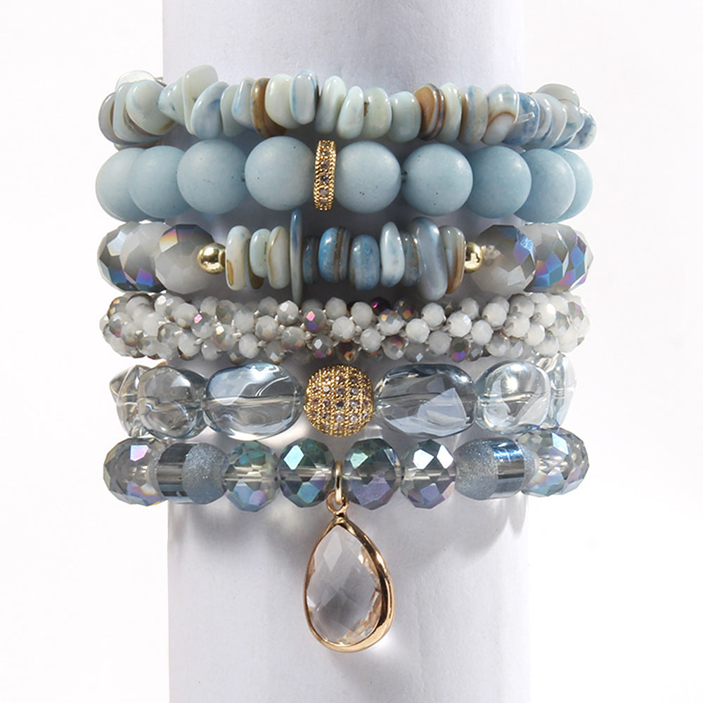 Women's Glass Beaded Stretch Stack Bracelet Set
