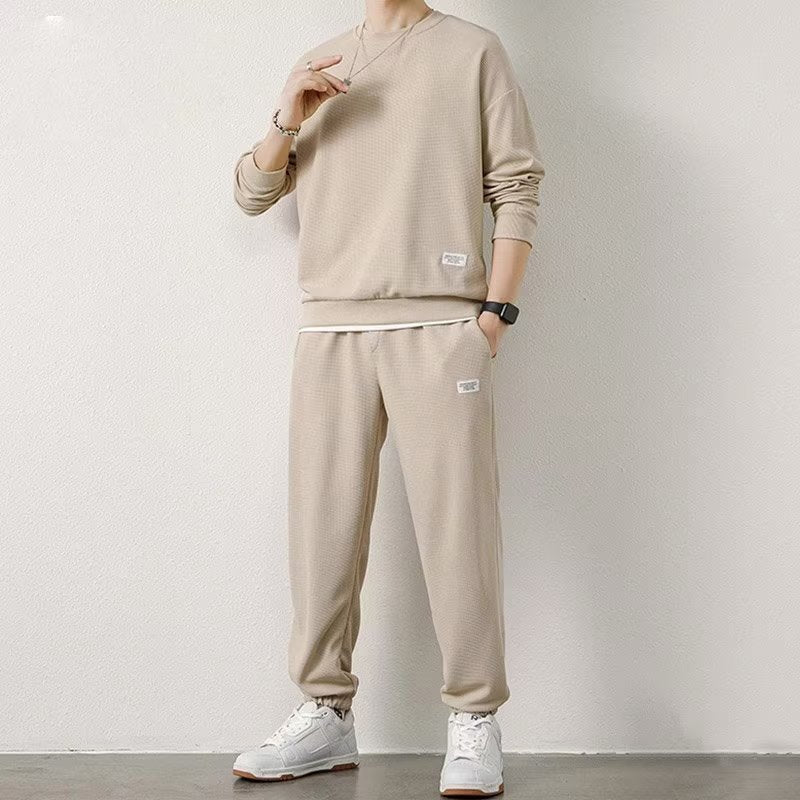 Long-sleeved Sweater Trousers Waffle Leisure Sports Student