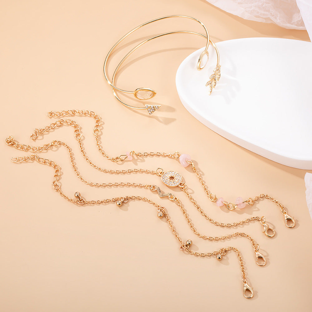 European And American Fashionable Golden Spot Drill Arrow-shaped Water Drop-shaped V-shaped 6 Pieces Suit