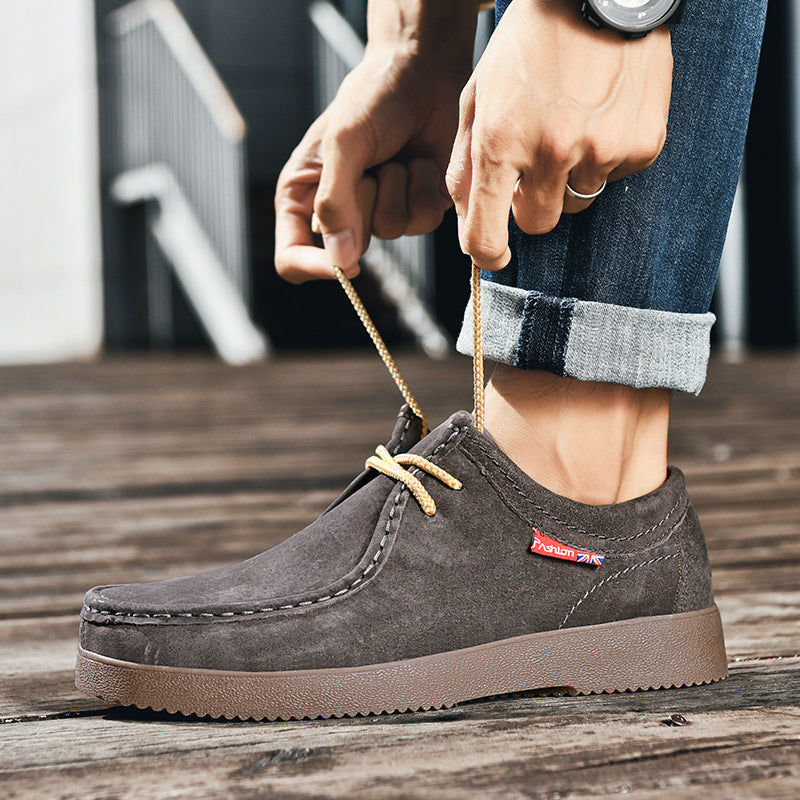 Outdoor Versatility For Traveling Suede British Style Leather Sneakers