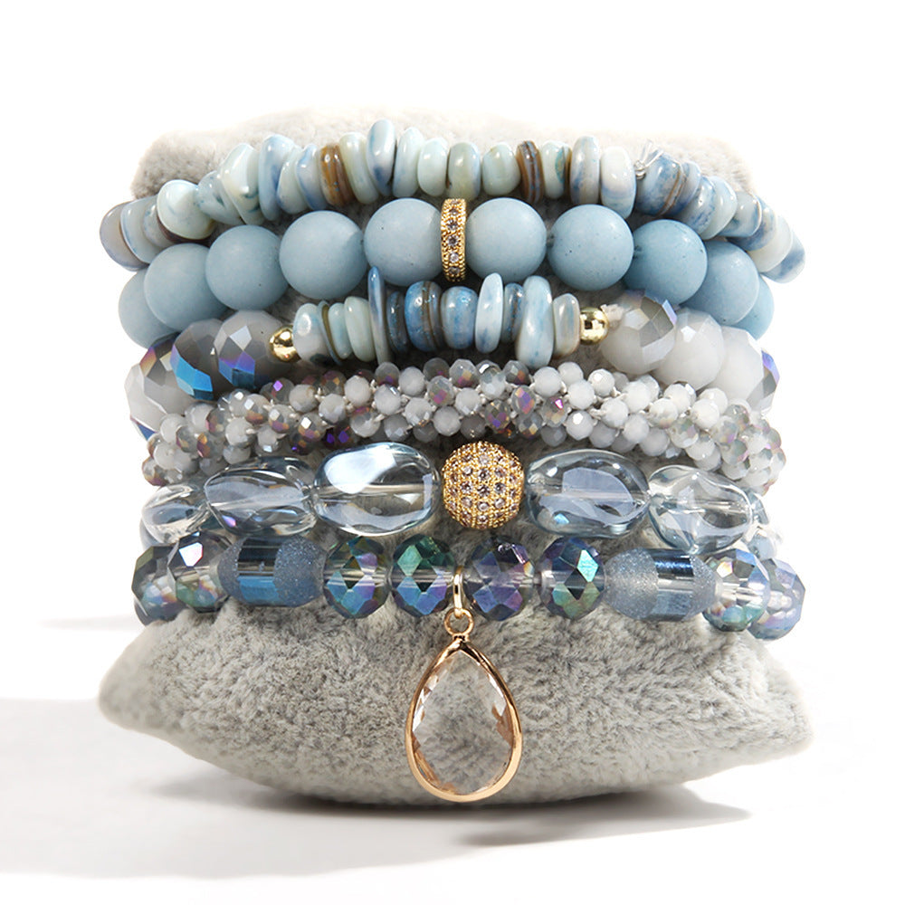 Women's Glass Beaded Stretch Stack Bracelet Set