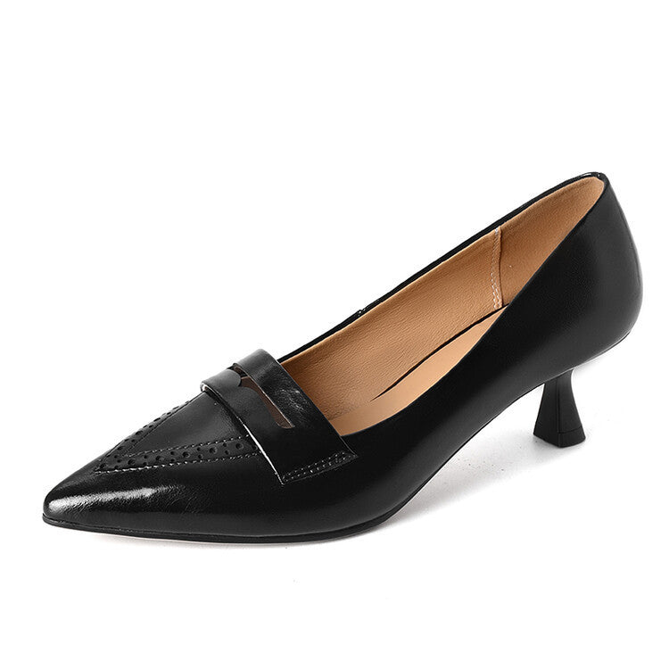 Pointed Toe Mid Heel Hollow-out Plus Size Women's Shoes